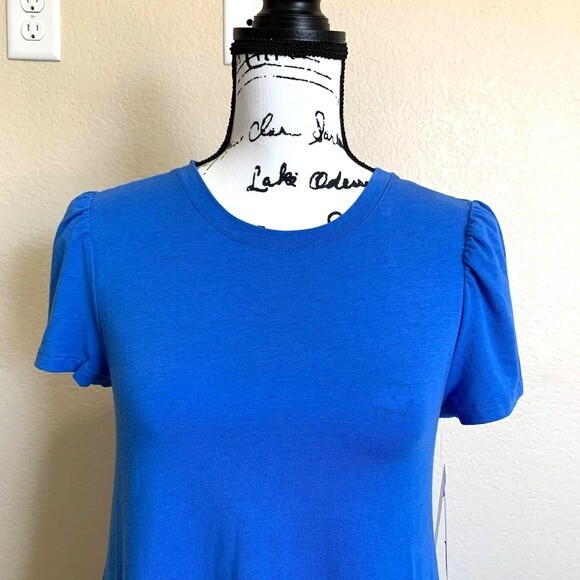 Riley & Rae Blue dress puff Short Sleeve  fit and flare Dress size M relax fit - Picture 11 of 11